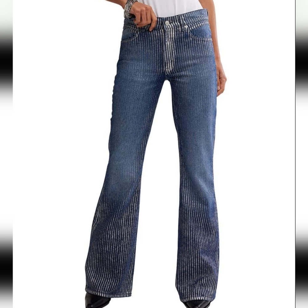 Free People We The Free West Coast Relaxed Metallic Low Rise Flare